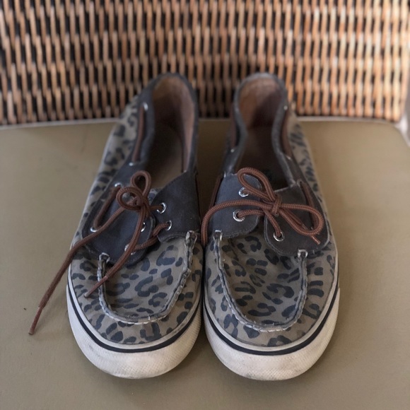 Leopard Print Sperry Top Sliders - Picture 1 of 4